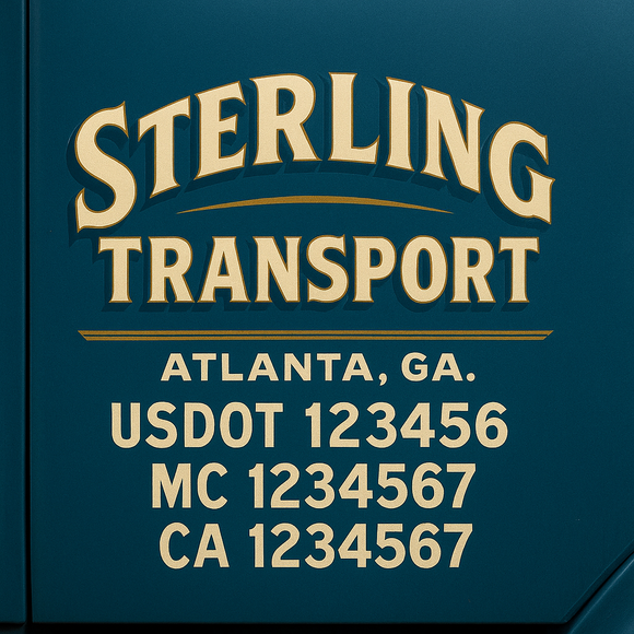 Custom Truck Door Decal Sticker Lettering Signs with US DOT, MC, CA, KYU VIN For Semi-Trucks, Work Trucks & Businesses