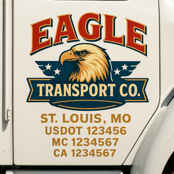 Custom Truck Door Decal Sticker Lettering Signs with US DOT, MC, CA, KYU VIN For Semi-Trucks, Work Trucks & Businesses