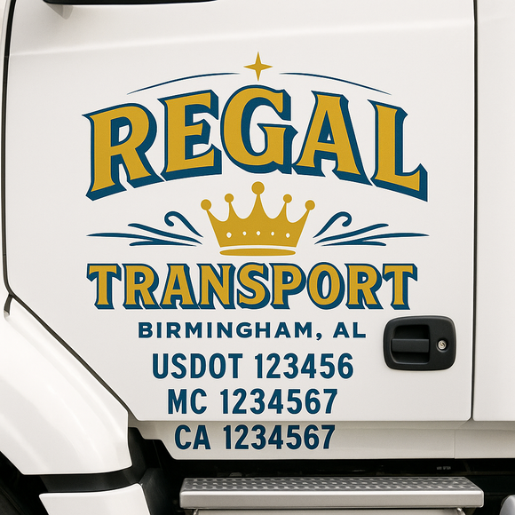 Custom Truck Door Decal Sticker Lettering Signs with US DOT, MC, CA, KYU VIN For Semi-Trucks, Work Trucks & Businesses
