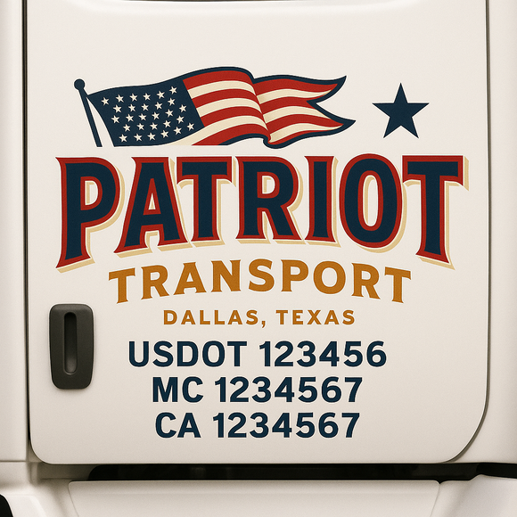 Custom Truck Door Decal Sticker Lettering Signs with US DOT, MC, CA, KYU VIN For Semi-Trucks, Work Trucks & Businesses