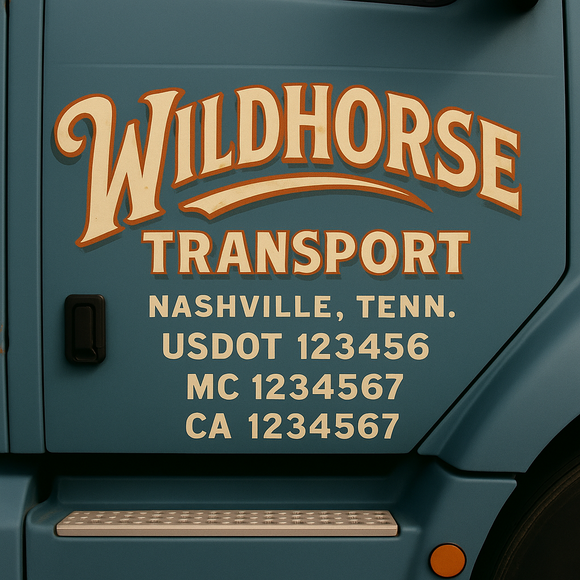 Custom Truck Door Decal Sticker Lettering Signs with US DOT, MC, CA, KYU VIN For Semi-Trucks, Work Trucks & Businesses