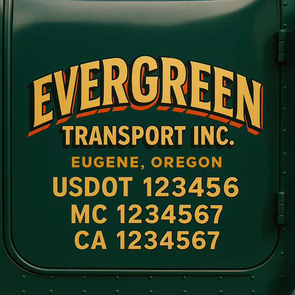 Custom Truck Door Decal Sticker Lettering Signs with US DOT, MC, CA, KYU VIN For Semi-Trucks, Work Trucks & Businesses