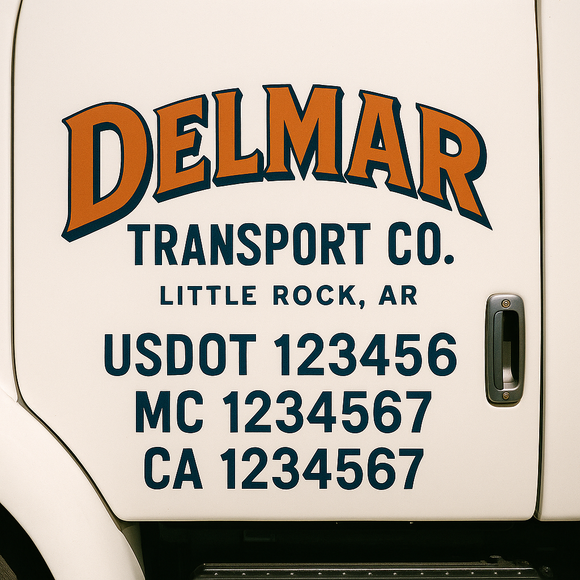 Custom Truck Door Decal Sticker Lettering Signs with US DOT, MC, CA, KYU VIN For Semi-Trucks, Work Trucks & Businesses
