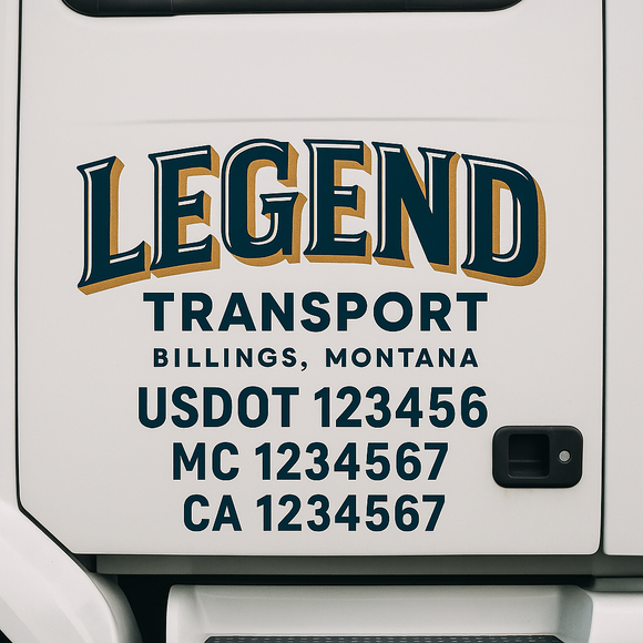 Custom Truck Door Decal Sticker Lettering Signs with US DOT, MC, CA, KYU VIN For Semi-Trucks, Work Trucks & Businesses