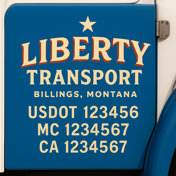 Custom Truck Door Decal Sticker Lettering Signs with US DOT, MC, CA, KYU VIN For Semi-Trucks, Work Trucks & Businesses