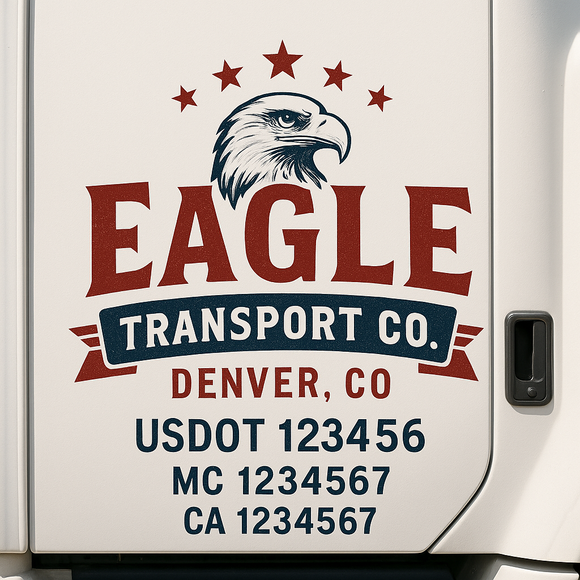 Custom Truck Door Decal Sticker Lettering Signs with US DOT, MC, CA, KYU VIN For Semi-Trucks, Work Trucks & Businesses