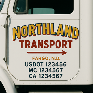 Custom Truck Door Decal Sticker Lettering Signs with US DOT, MC, CA, KYU VIN For Semi-Trucks, Work Trucks & Businesses