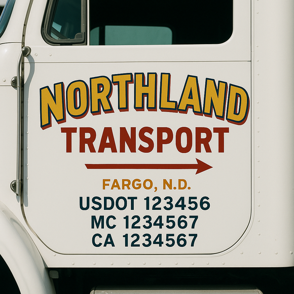 Custom Truck Door Decal Sticker Lettering Signs with US DOT, MC, CA, KYU VIN For Semi-Trucks, Work Trucks & Businesses
