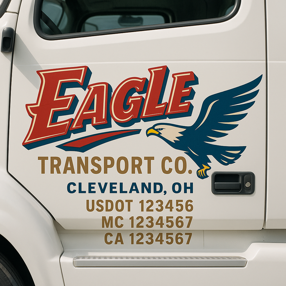Custom Truck Door Decal Sticker Lettering Signs with US DOT, MC, CA, KYU VIN For Semi-Trucks, Work Trucks & Businesses