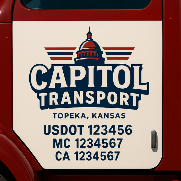 Custom Truck Door Decal Sticker Lettering Signs with US DOT, MC, CA, KYU VIN For Semi-Trucks, Work Trucks & Businesses