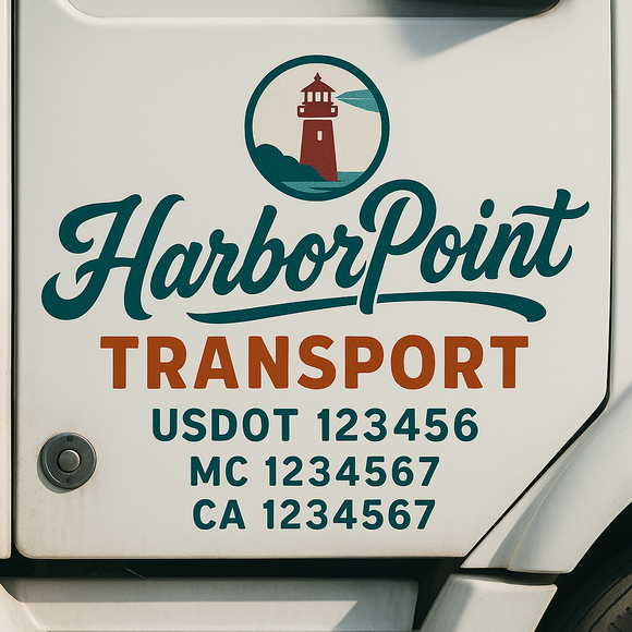 Custom Truck Door Decal Sticker Lettering Signs with US DOT, MC, CA, KYU VIN For Semi-Trucks, Work Trucks & Businesses