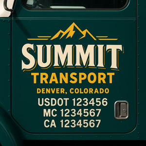 Custom Truck Door Decal Sticker Lettering Signs with US DOT, MC, CA, KYU VIN For Semi-Trucks, Work Trucks & Businesses