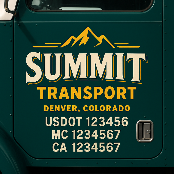 Custom Truck Door Decal Sticker Lettering Signs with US DOT, MC, CA, KYU VIN For Semi-Trucks, Work Trucks & Businesses