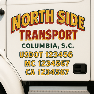 Custom Truck Door Decal Sticker Lettering Signs with US DOT, MC, CA, KYU VIN For Semi-Trucks, Work Trucks & Businesses