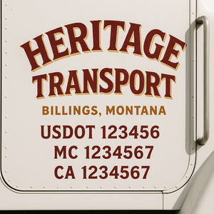 Custom Truck Door Decal Sticker Lettering Signs with US DOT, MC, CA, KYU VIN For Semi-Trucks, Work Trucks & Businesses