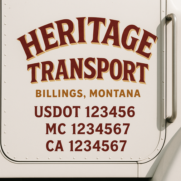 Custom Truck Door Decal Sticker Lettering Signs with US DOT, MC, CA, KYU VIN For Semi-Trucks, Work Trucks & Businesses