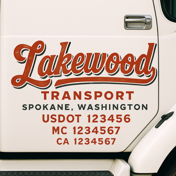 Custom Truck Door Decal Sticker Lettering Signs with US DOT, MC, CA, KYU VIN For Semi-Trucks, Work Trucks & Businesses