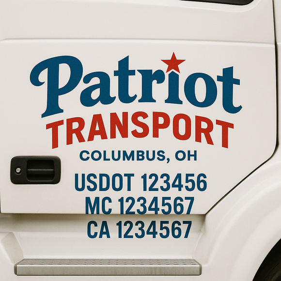 Custom Truck Door Decal Sticker Lettering Signs with US DOT, MC, CA, KYU VIN For Semi-Trucks, Work Trucks & Businesses