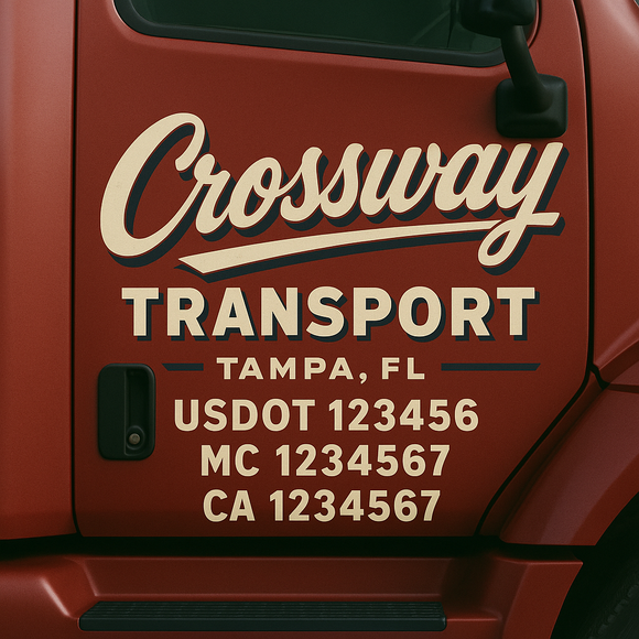 Custom Truck Door Decal Sticker Lettering Signs with US DOT, MC, CA, KYU VIN For Semi-Trucks, Work Trucks & Businesses