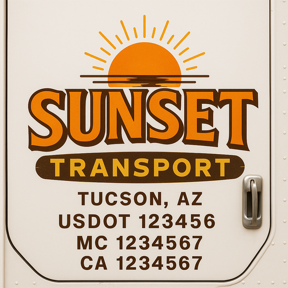 Custom Truck Door Decal Sticker Lettering Signs with US DOT, MC, CA, KYU VIN For Semi-Trucks, Work Trucks & Businesses