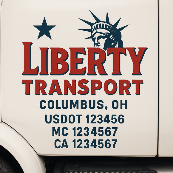 Custom Truck Door Decal Sticker Lettering Signs with US DOT, MC, CA, KYU VIN For Semi-Trucks, Work Trucks & Businesses