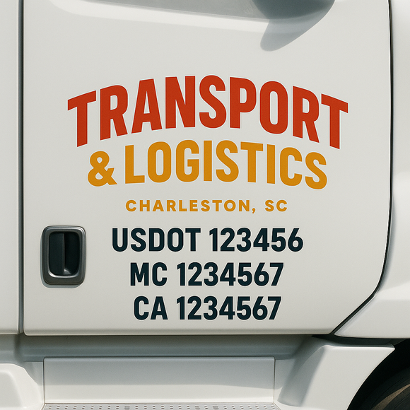 Custom Truck Door Decal Sticker Lettering Signs with US DOT, MC, CA, KYU VIN For Semi-Trucks, Work Trucks & Businesses