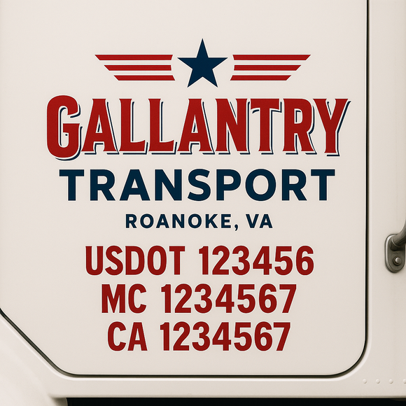 Custom Truck Door Decal Sticker Lettering Signs with US DOT, MC, CA, KYU VIN For Semi-Trucks, Work Trucks & Businesses