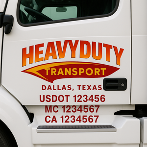 Custom Truck Door Decal Sticker Lettering Signs with US DOT, MC, CA, KYU VIN For Semi-Trucks, Work Trucks & Businesses