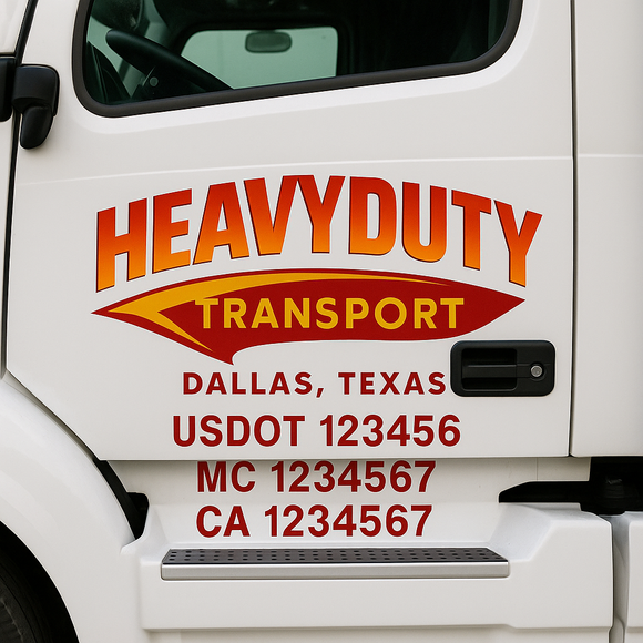 Custom Truck Door Decal Sticker Lettering Signs with US DOT, MC, CA, KYU VIN For Semi-Trucks, Work Trucks & Businesses