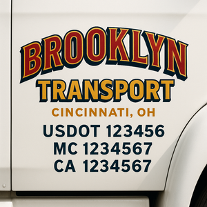 Custom Truck Door Decal Sticker Lettering Signs with US DOT, MC, CA, KYU VIN For Semi-Trucks, Work Trucks & Businesses