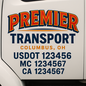 Custom Truck Door Decal Sticker Lettering Signs with US DOT, MC, CA, KYU VIN For Semi-Trucks, Work Trucks & Businesses