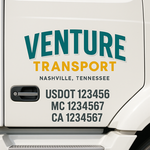 Custom Truck Door Decal Sticker Lettering Signs with US DOT, MC, CA, KYU VIN For Semi-Trucks, Work Trucks & Businesses