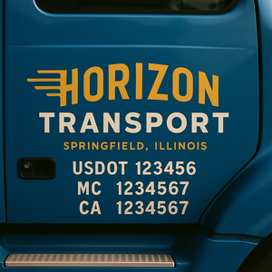 Custom Truck Door Decal Sticker Lettering Signs with US DOT, MC, CA, KYU VIN For Semi-Trucks, Work Trucks & Businesses