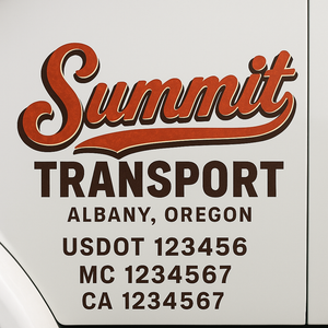 Custom Truck Door Decal Sticker Lettering Signs with US DOT, MC, CA, KYU VIN For Semi-Trucks, Work Trucks & Businesses