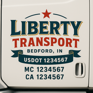 Custom Truck Door Decal Sticker Lettering Signs with US DOT, MC, CA, KYU VIN For Semi-Trucks, Work Trucks & Businesses