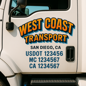 Custom Truck Door Decal Sticker Lettering Signs with US DOT, MC, CA, KYU VIN For Semi-Trucks, Work Trucks & Businesses