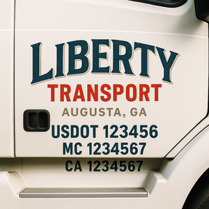 Custom Truck Door Decal Sticker Lettering Signs with US DOT, MC, CA, KYU VIN For Semi-Trucks, Work Trucks & Businesses