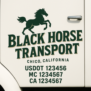 Custom Truck Door Decal Sticker Lettering Signs with US DOT, MC, CA, KYU VIN For Semi-Trucks, Work Trucks & Businesses