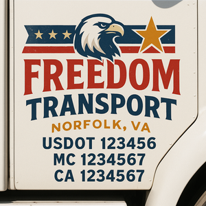 Custom Truck Door Decal Sticker Lettering Signs with US DOT, MC, CA, KYU VIN For Semi-Trucks, Work Trucks & Businesses