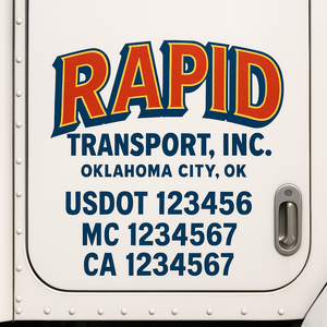 Custom Truck Door Decal Sticker Lettering Signs with US DOT, MC, CA, KYU VIN For Semi-Trucks, Work Trucks & Businesses