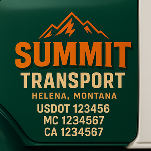 Custom Truck Door Decal Sticker Lettering Signs with US DOT, MC, CA, KYU VIN For Semi-Trucks, Work Trucks & Businesses