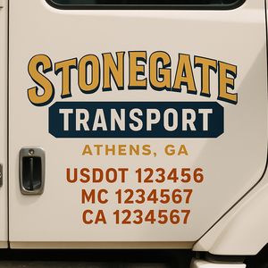 Custom Truck Door Decal Sticker Lettering Signs with US DOT, MC, CA, KYU VIN For Semi-Trucks, Work Trucks & Businesses