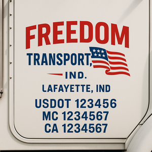 Custom Truck Door Decal Sticker Lettering Signs with US DOT, MC, CA, KYU VIN For Semi-Trucks, Work Trucks & Businesses