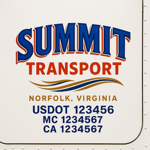 Custom Truck Door Decal Sticker Lettering Signs with US DOT, MC, CA, KYU VIN For Semi-Trucks, Work Trucks & Businesses