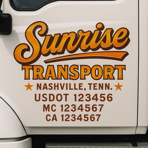 Custom Truck Door Decal Sticker Lettering Signs with US DOT, MC, CA, KYU VIN For Semi-Trucks, Work Trucks & Businesses