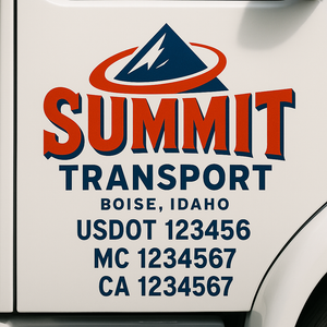Custom Truck Door Decal Sticker Lettering Signs with US DOT, MC, CA, KYU VIN For Semi-Trucks, Work Trucks & Businesses