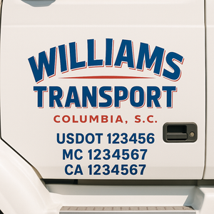 Custom Truck Door Decal Sticker Lettering Signs with US DOT, MC, CA, KYU VIN For Semi-Trucks, Work Trucks & Businesses