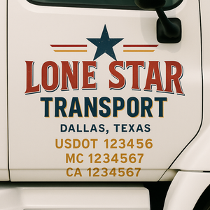 Custom Truck Door Decal Sticker Lettering Signs with US DOT, MC, CA, KYU VIN For Semi-Trucks, Work Trucks & Businesses