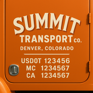 Custom Truck Door Decal Sticker Lettering Signs with US DOT, MC, CA, KYU VIN For Semi-Trucks, Work Trucks & Businesses