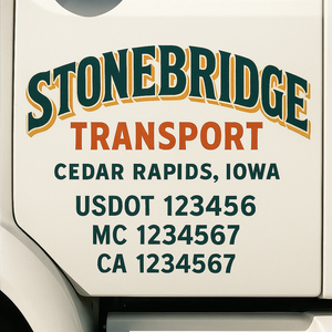 Custom Truck Door Decal Sticker Lettering Signs with US DOT, MC, CA, KYU VIN For Semi-Trucks, Work Trucks & Businesses